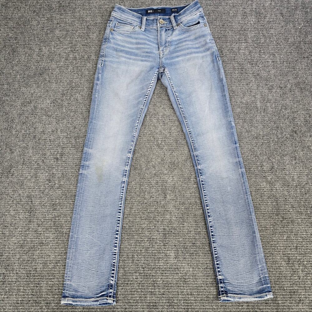 BKE Alec Jeans Mens 26x32 Light Wash Slim Straight Stretch Denim Buckle